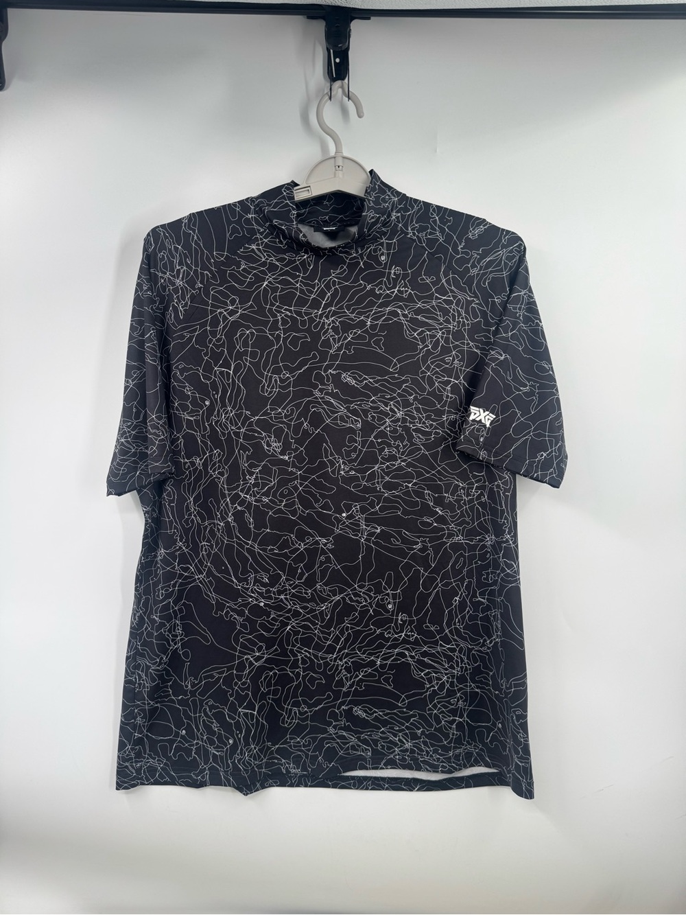 PXG Golf Fairway Camo All Over Print Short Sleeve Mock Neck Shirt Size L AOP